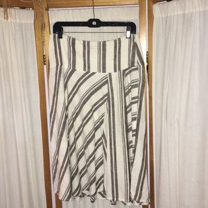 Linen/cotton A-line midi skirt